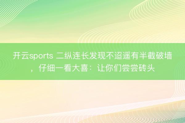 开云sports 二纵连长发现不迢遥有半截破墙，仔细一看大喜：让你们尝尝砖头
