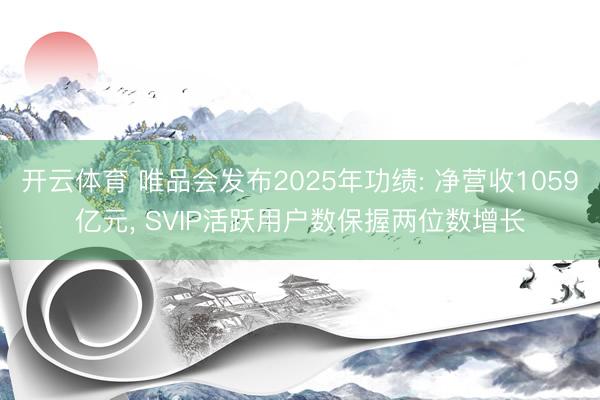 开云体育 唯品会发布2025年功绩: 净营收1059亿元， SVIP活跃用户数保握两位数增长